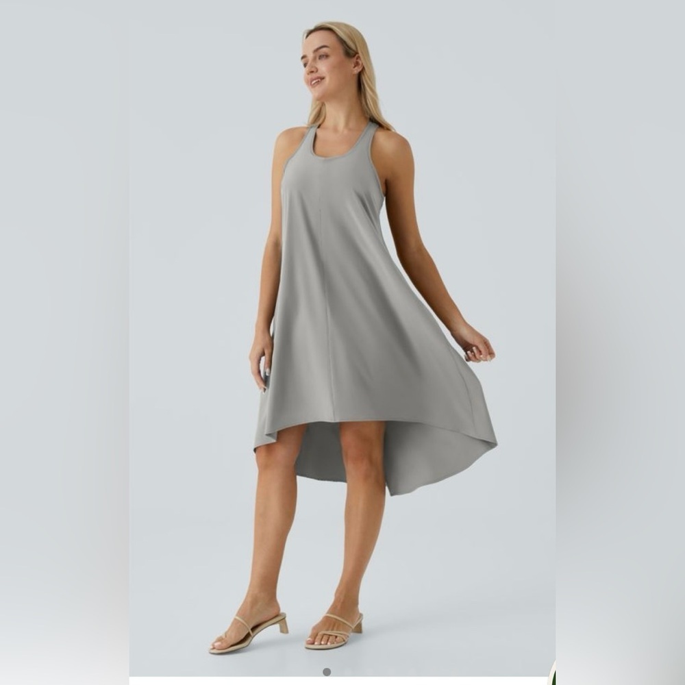 Halara Breezeful‎ Backless Racerback Slide Pocket High Low Midi Quick Dry Dress